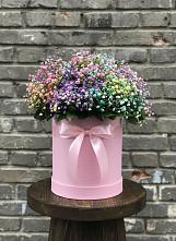 Цветочная композиция из Гипсофила и Розы в шляпной коробке #REPLACE_PRED# Давыдово