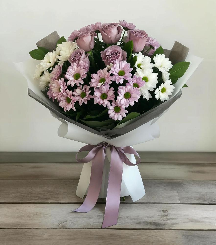 Букет цветов из: Хризантемы и Розы в Давыдово