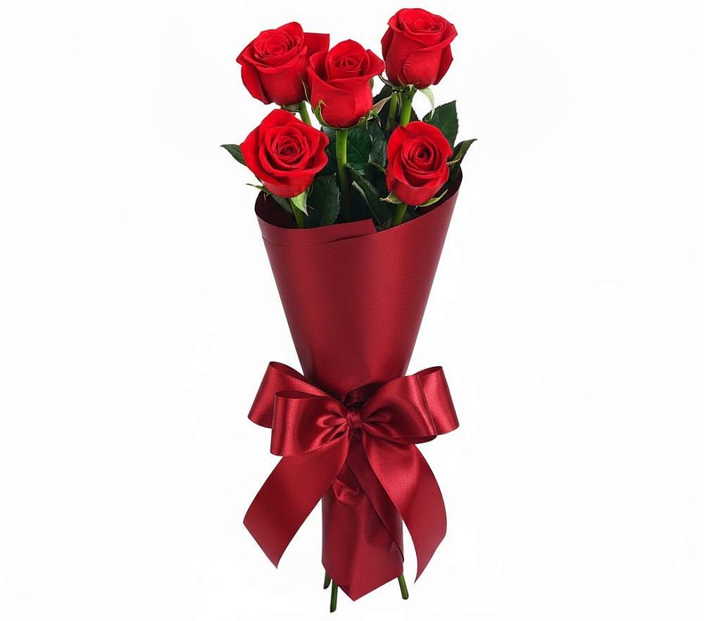 Букет 5 Красных роз Эдлесс Лав в Давыдово