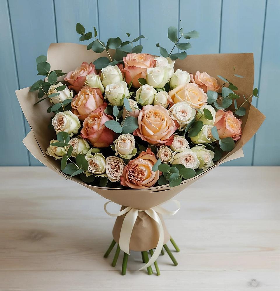 Букет цветов из: Альстромерии и Розы в Давыдово