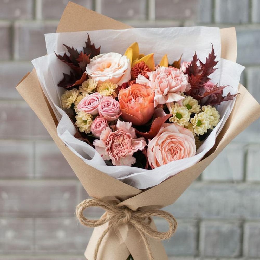 Букет цветов из: Гвоздики, Хризантемы и Розы в Давыдово