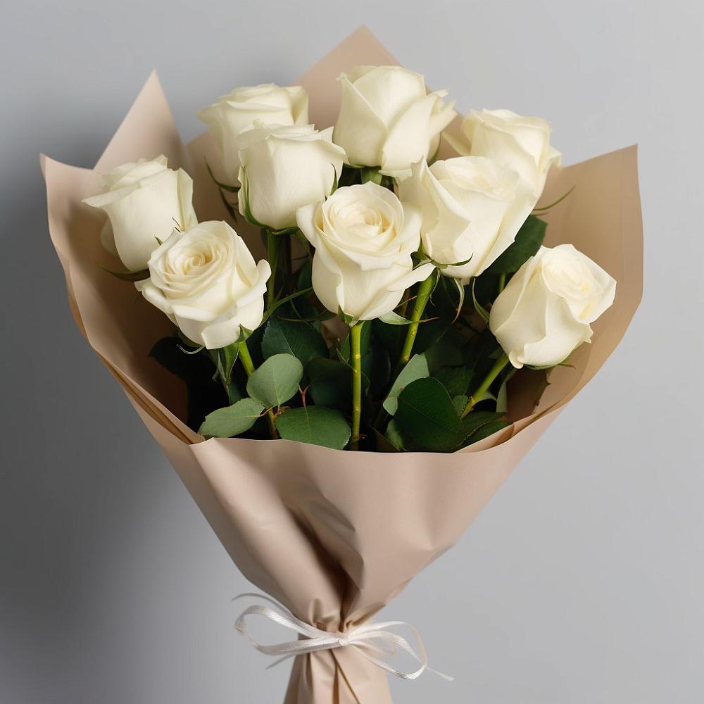 Букет 9 Белых роз Эдлесс Лав в Давыдово