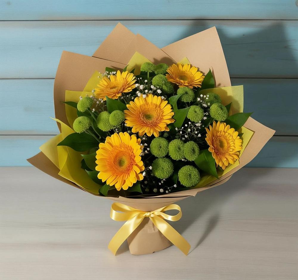 Букет цветов из: Герберы и Хризантемы в Давыдово