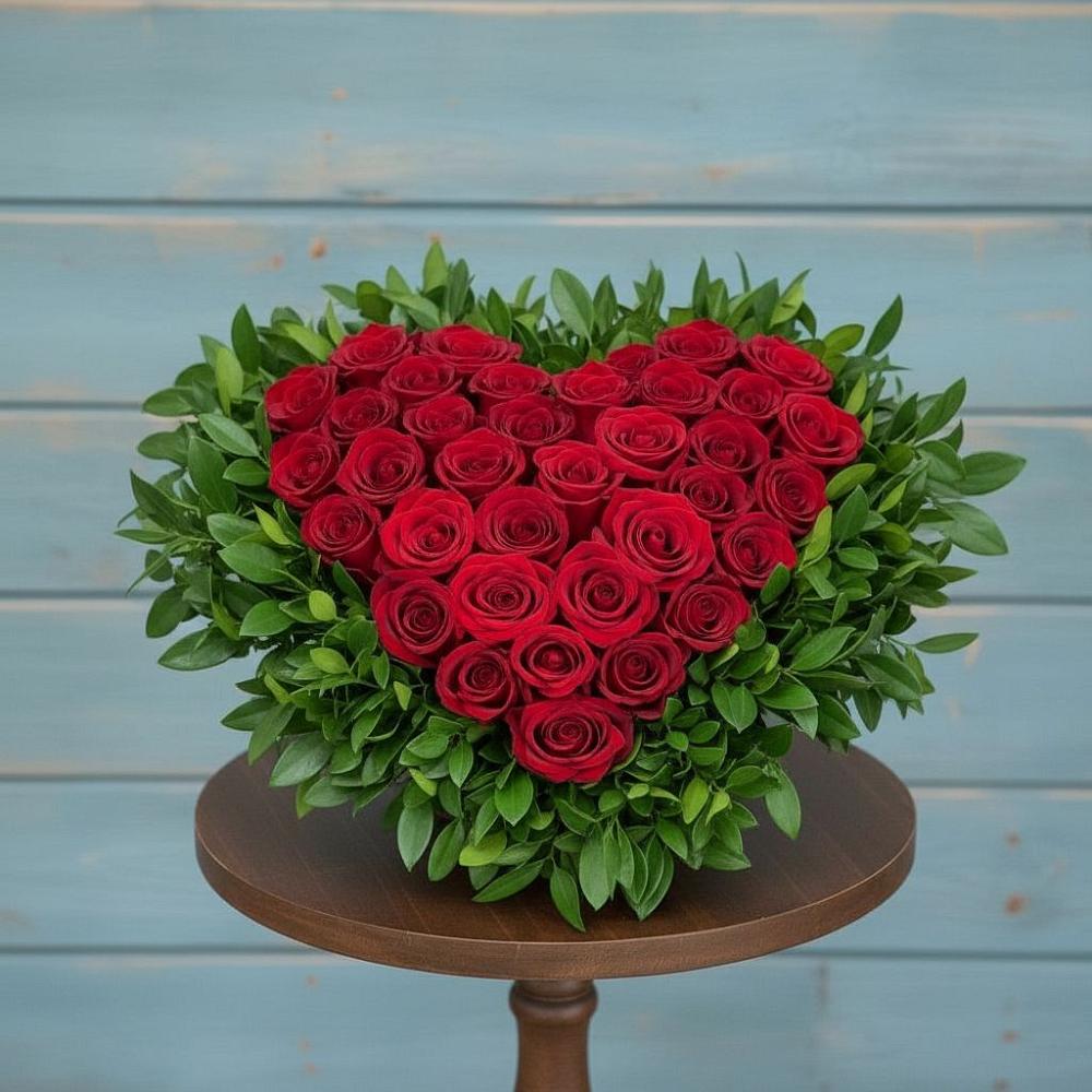 Цветочная композиция из Розы в виде сердца в Давыдово