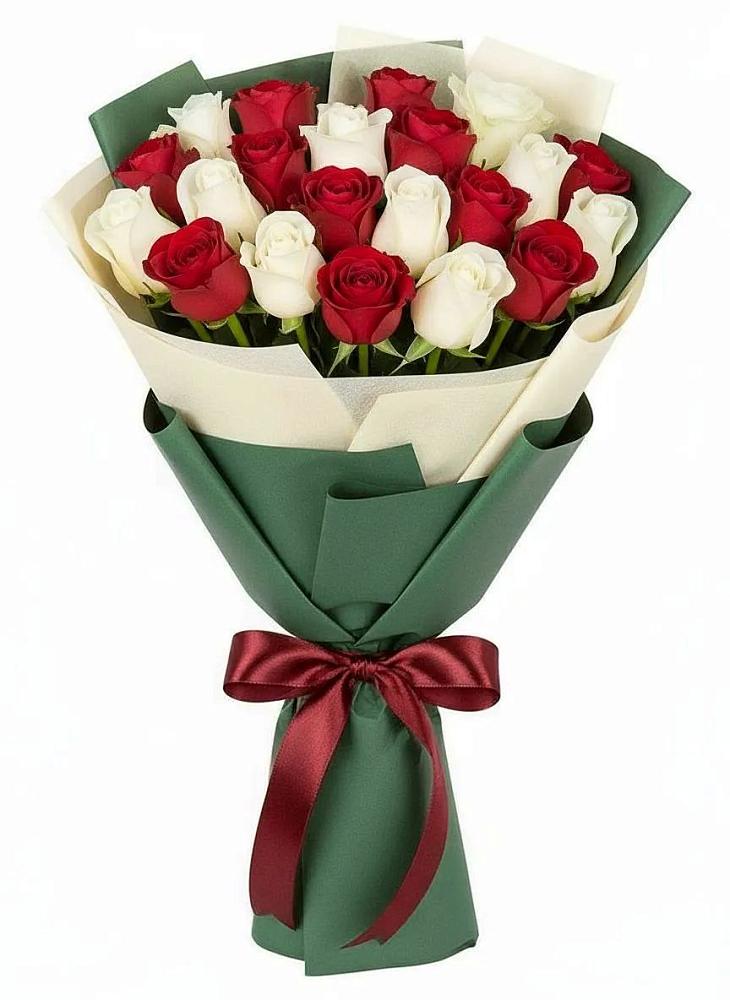Букет Микс из красных и белых роз в Давыдово