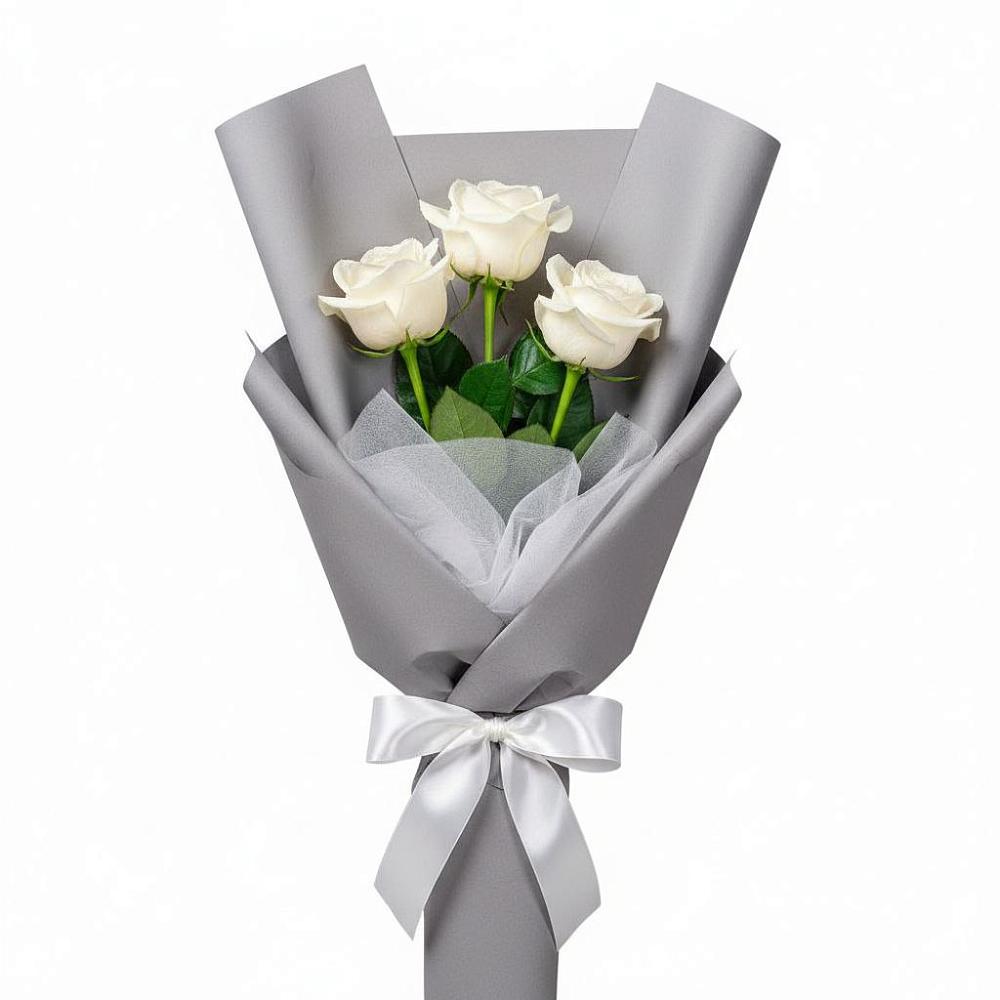 Букет 3 белые розы в Давыдово