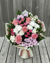 Букет цветов из:  Альстромерии, Гвоздики, Розы и Хризантемы в Давыдово