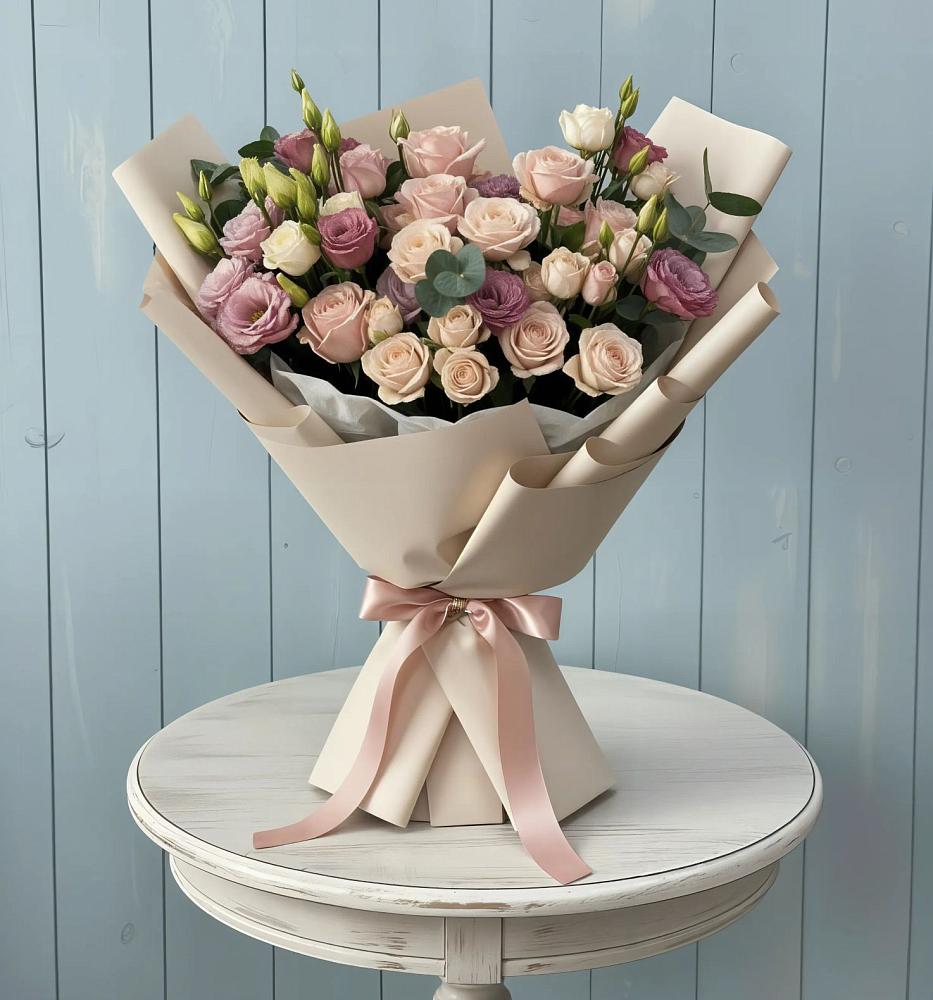 Букет цветов из: Розы и Лизиантусы в Давыдово