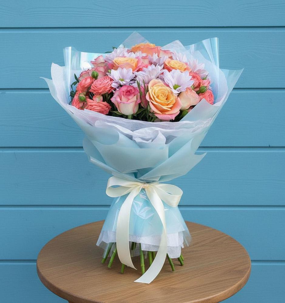 Букет цветов из: Хризантемы и Розы в Давыдово