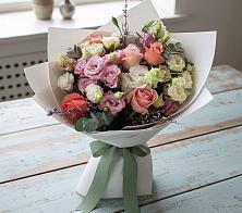 Букет цветов из:  Розы, Лизиантусы и Гвоздики в Давыдово