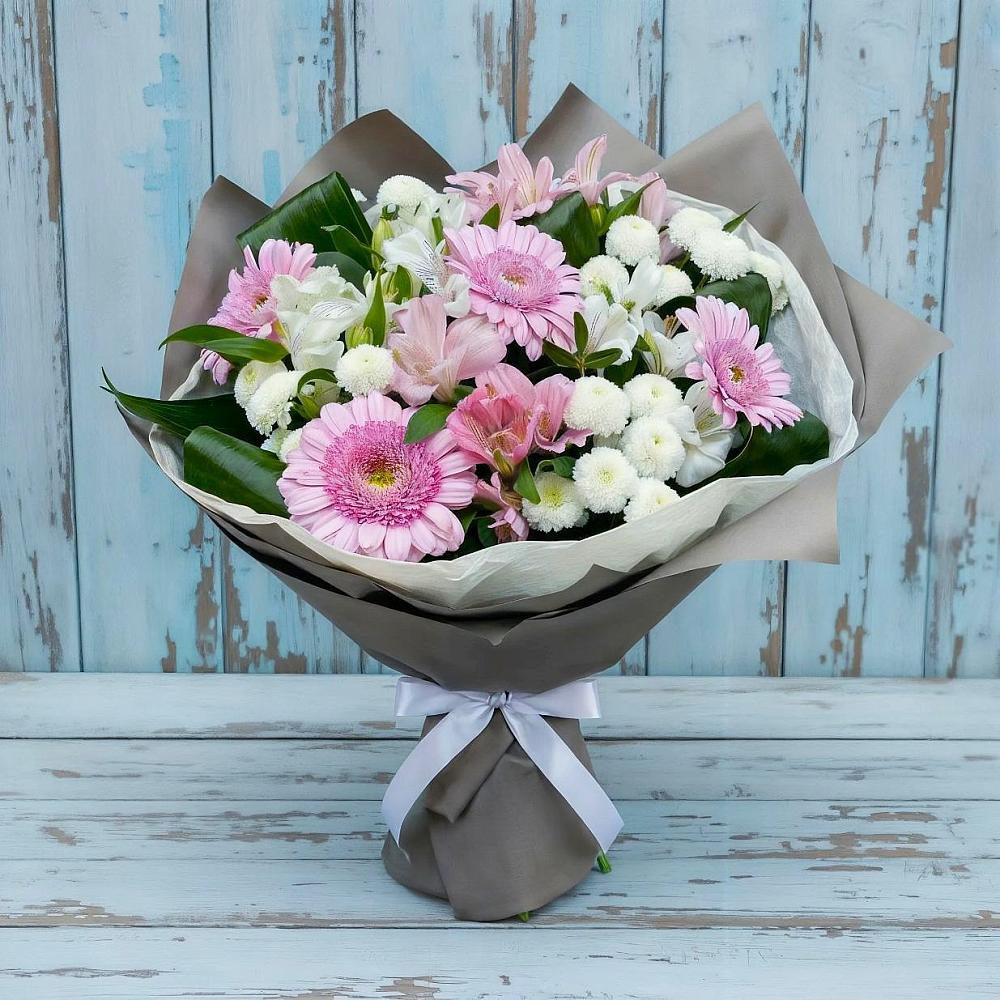 Букет цветов из: Герберы, Альстромерии и Хризантемы в Давыдово