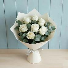 Букет Белые розы в Эвкалипте в Давыдово